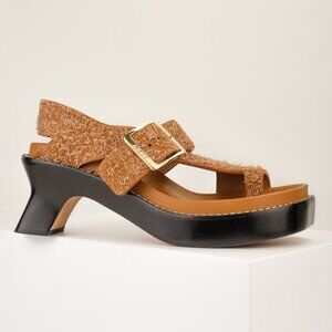 Loewe 70mm ‘Ease’ Platform Sandals, Brushed Suede, Tan, EU 38